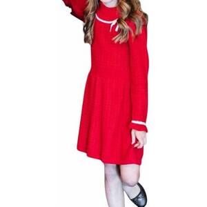 NEW HOPE & HENRY sugar plum cable knit sweater dress in red cable